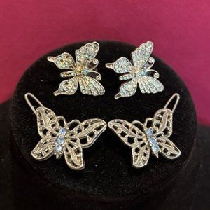 CAROLEE Butterfly Blue Green Rhinestone Earrings